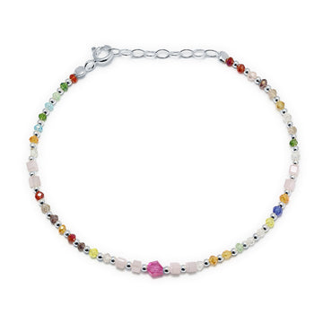Pulsera con Piedras Multicolor en Plata