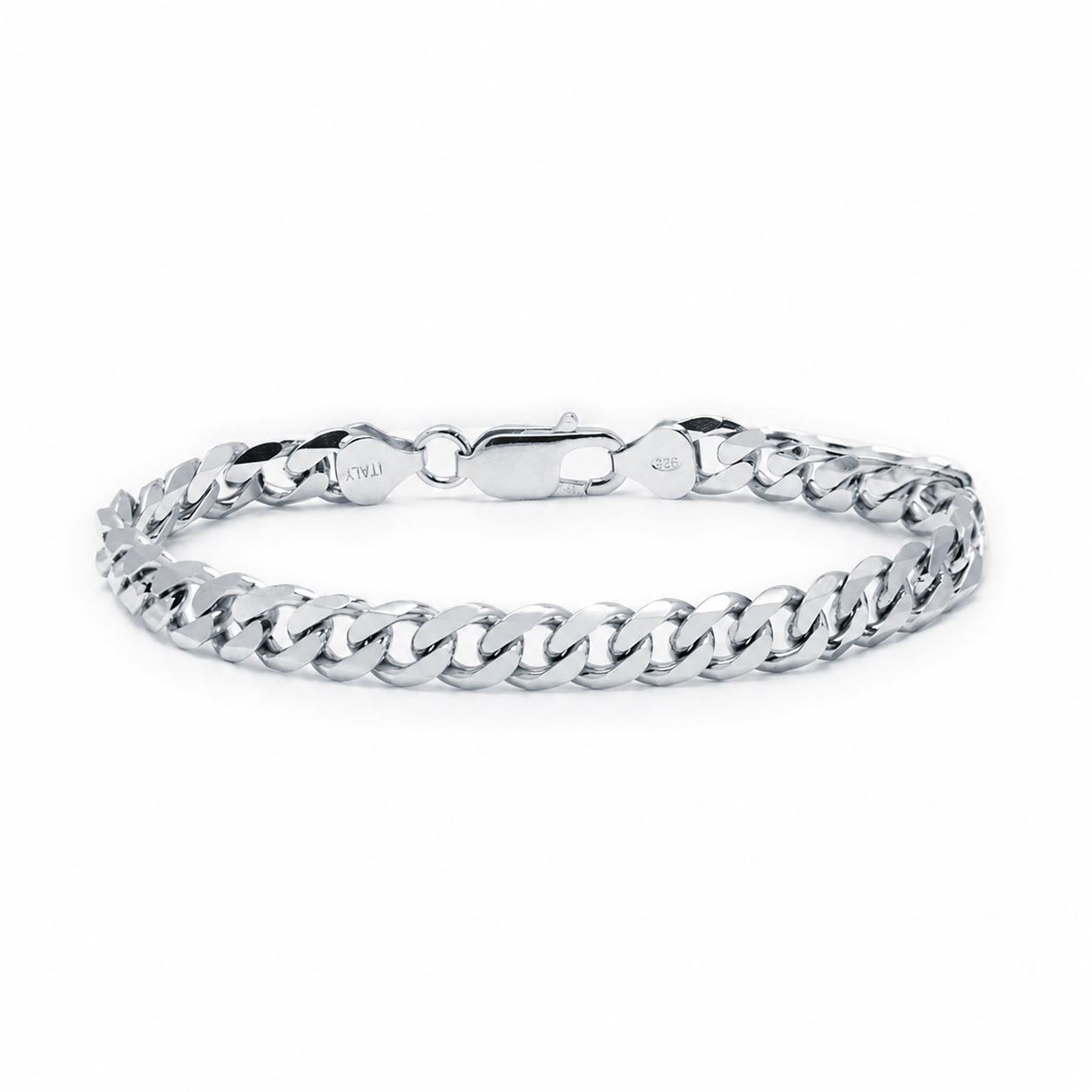 Pulsera Barbada Plana de Plata de Ley 925