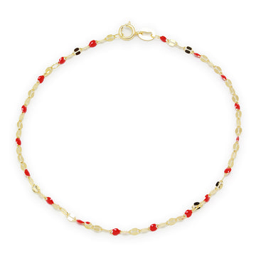 Pulsera Piedras Rojas en Oro Amarillo 9 Kilates
