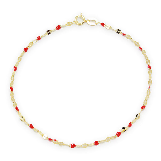 Pulsera Piedras Rojas en Oro Amarillo 9 Kilates