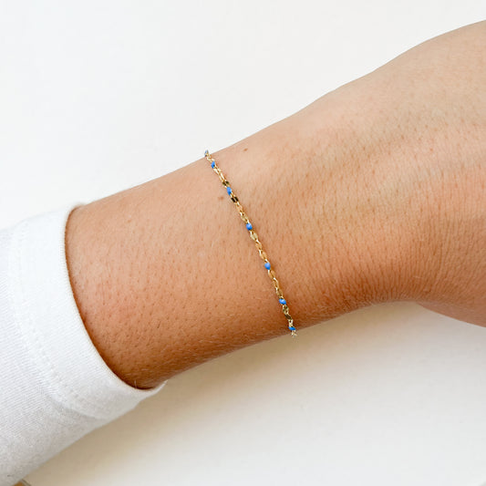 Pulsera Piedras Azules en Oro Amarillo 9 Kilates