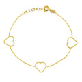 Conjunto Alaida de Pulsera, Gargantilla y Pendientes Corazones en Oro Amarillo 9 Kilates