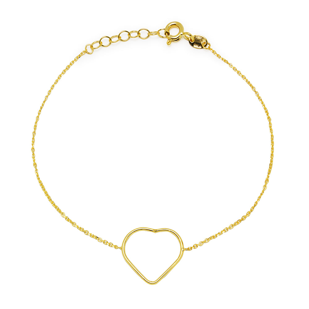 Pulsera silueta corazón en Oro Amarillo de 9 Kilates
