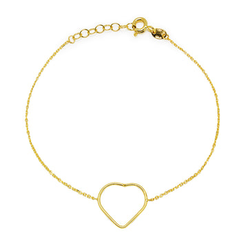 Pulsera silueta corazón en Oro Amarillo de 9 Kilates