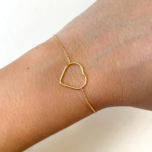 Pulsera silueta corazón en Oro Amarillo de 9 Kilates
