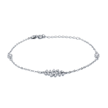 Pulsera Hoja Circonitas en Plata