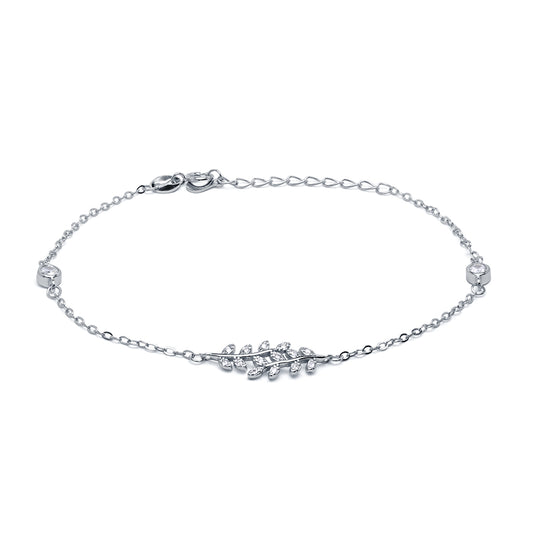 Pulsera Hoja Circonitas en Plata