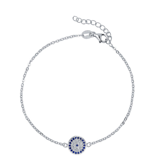 Pulsera Ojo Turco Circonitas Azules en Plata