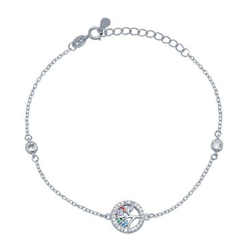 Pulsera Árbol de la vida con Circonitas Colores en Plata