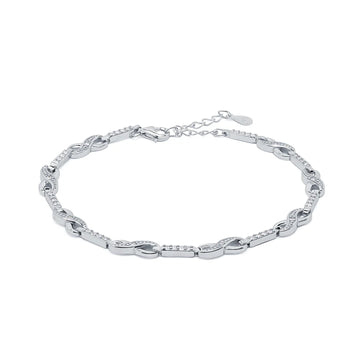 Pulsera Infinitos y Barras Cortas con Circonitas en Plata