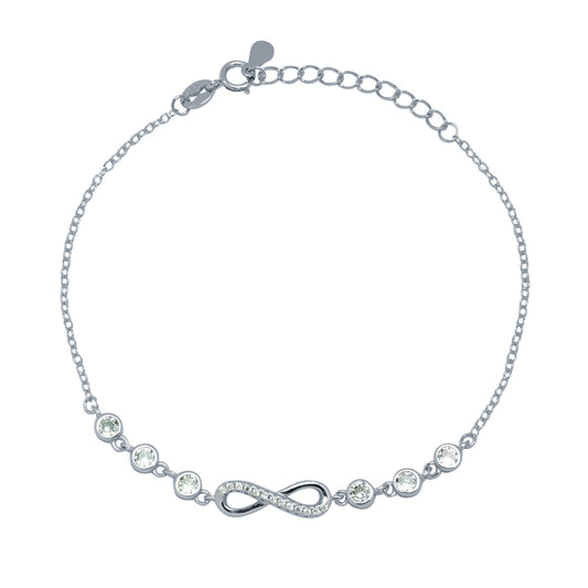 Pulsera Infinitos y Círculos con Circonitas en Plata