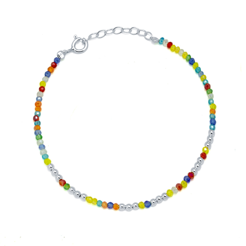 Pulsera Cristal Colores en Plata