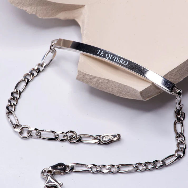 Pulsera No me olvides Fígaro 16cm en Plata