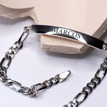 Pulsera No me olvides Fígaro 18cm en Plata