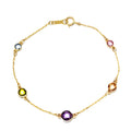 Pulsera de Oro de 9 Quilates con Cinco Circonitas de Color