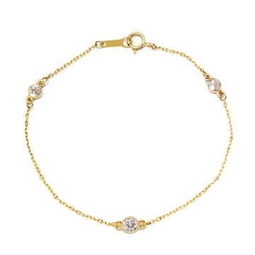 Pulsera 3 Circonitas en Oro Amarillo 9 Kilates