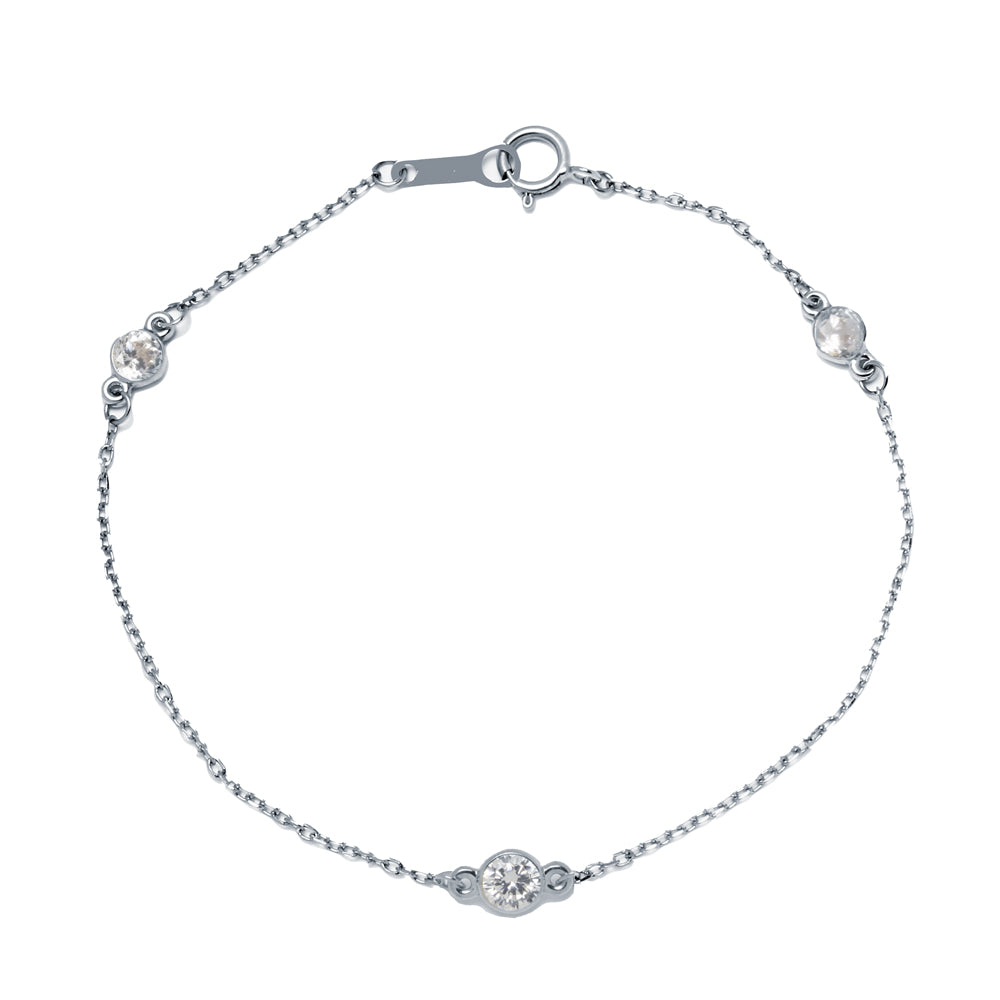 Pulsera de Oro Blanco de 9 Quilates con Circonitas