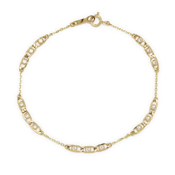 Pulsera Bocelada con Circonitas en Oro Amarillo 9 Kilates