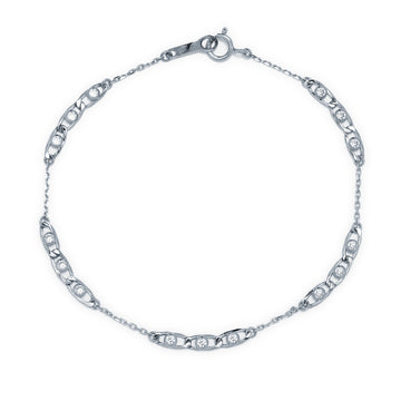 Pulsera Bocelada con Circonitas en  Oro Blanco 9 Kilates