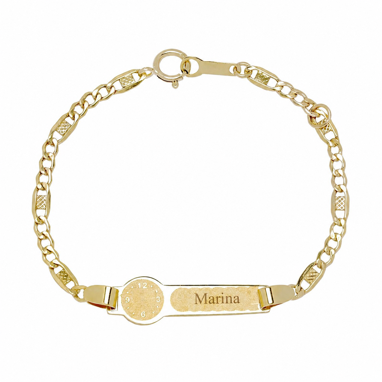 Pulsera Nomeolvides con Placa de Oro de 9 Quilates para Bebé