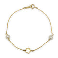 Pulsera de Oro de 9 Quilates con Perlas y Flor