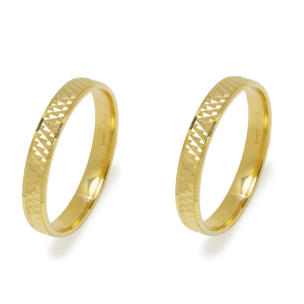 Pareja de Alianzas de Boda Rosalin en Oro Amarillo