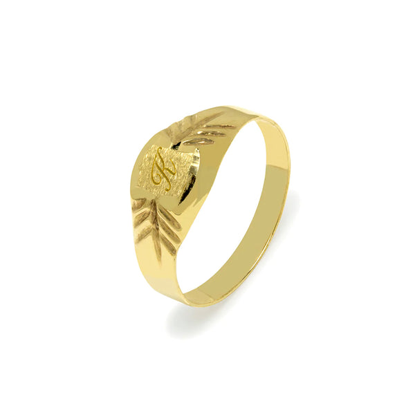 Sello Bebé con Hojas grabadas en Oro Amarillo 9 Kilates