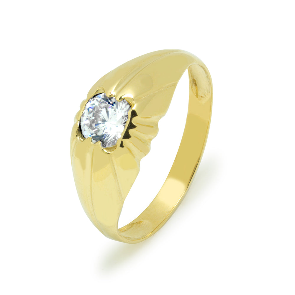 Anillo Solitario en Oro Amarillo 18 Kilates con Circonita