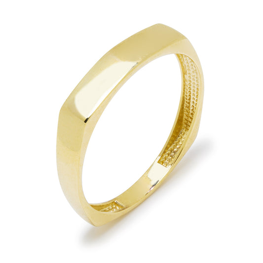 Anillo Hombre Solitario Cuadrado Liso en Oro Amarillo 9 Kilates