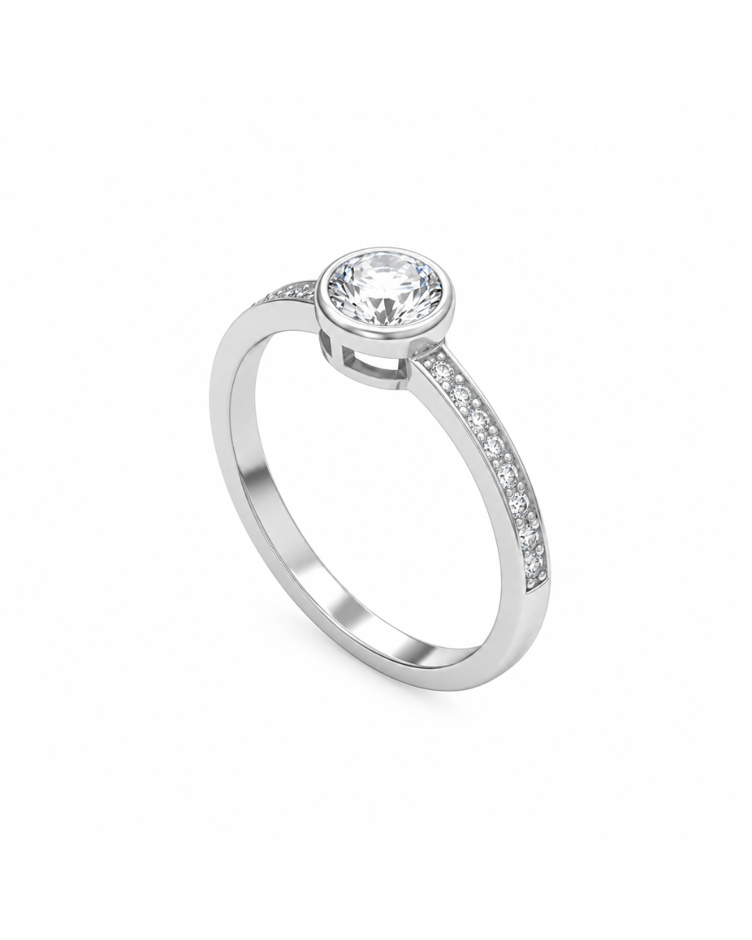 Anillo Americano de Plata de Ley 925 con Moissanita 0,50 ct