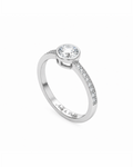Anillo Americano de Plata de Ley 925 con Moissanita 0,50 ct con grabado personalizado