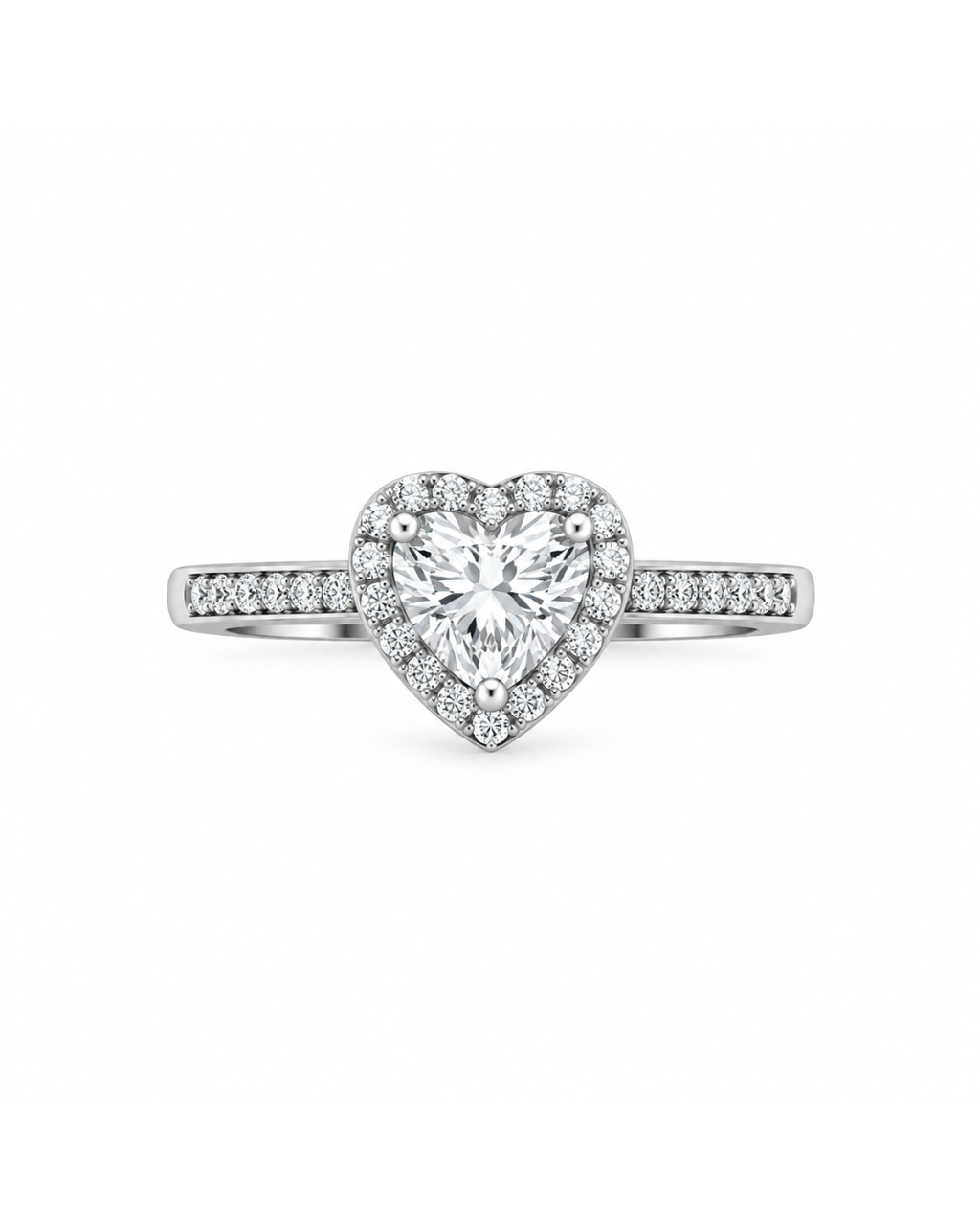 Anillo Corazón de Plata de Ley 925 con Moissanita