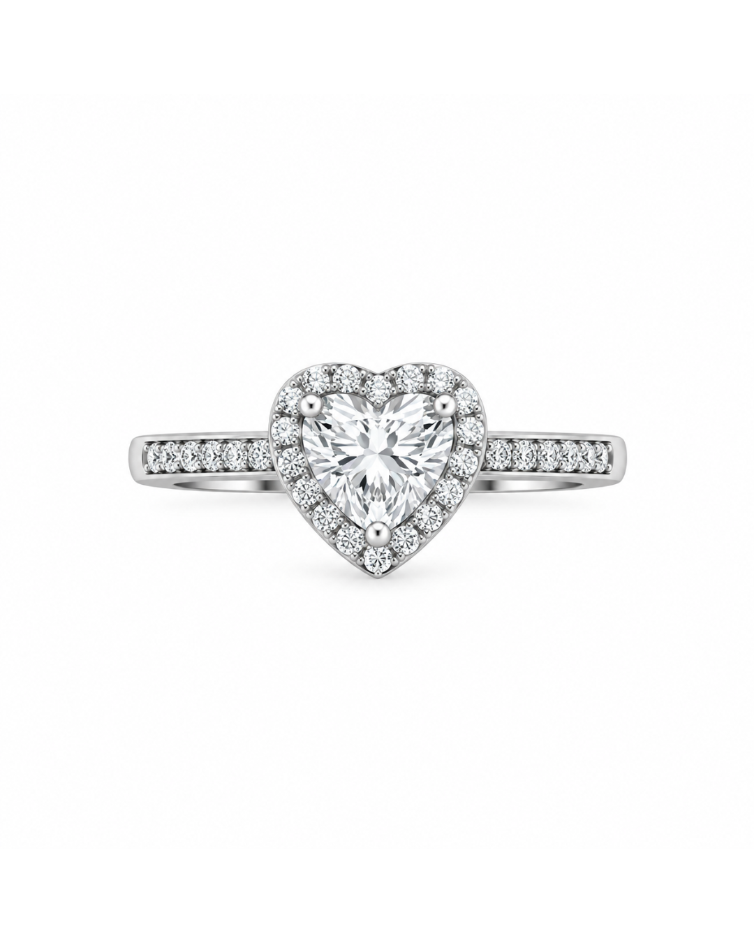 Anillo Corazón de Plata de Ley 925 con Moissanita