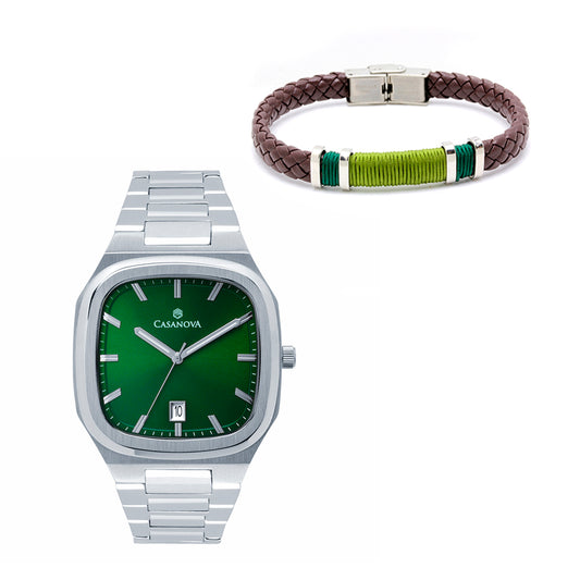 Conjunto Hombre Alessandro Pulsera y Reloj en Acero