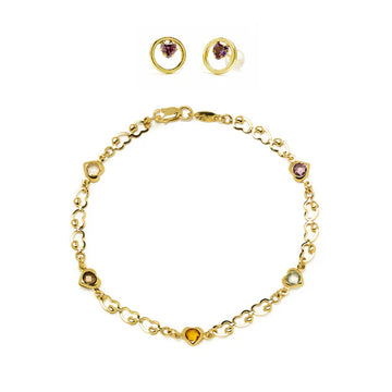 Conjunto Tiana Cadena y Pulsera en Oro Amarillo 9 Kilates