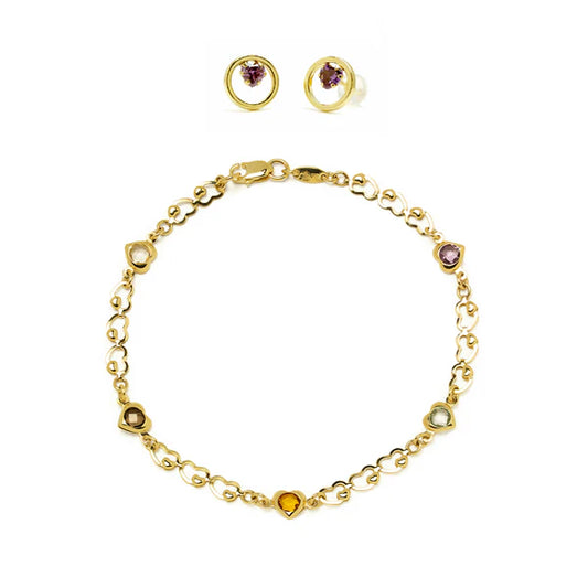 Conjunto Tiana Cadena y Pulsera en Oro Amarillo 9 Kilates