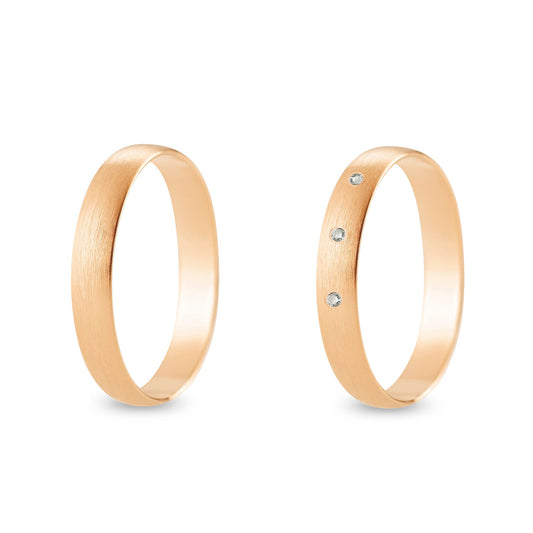 Pareja de Alianzas de Boda Iva de Media Caña en Oro Rosa Scotch