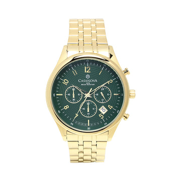 Reloj Hombre Casanova Chrono – Gold Dark Green Dial