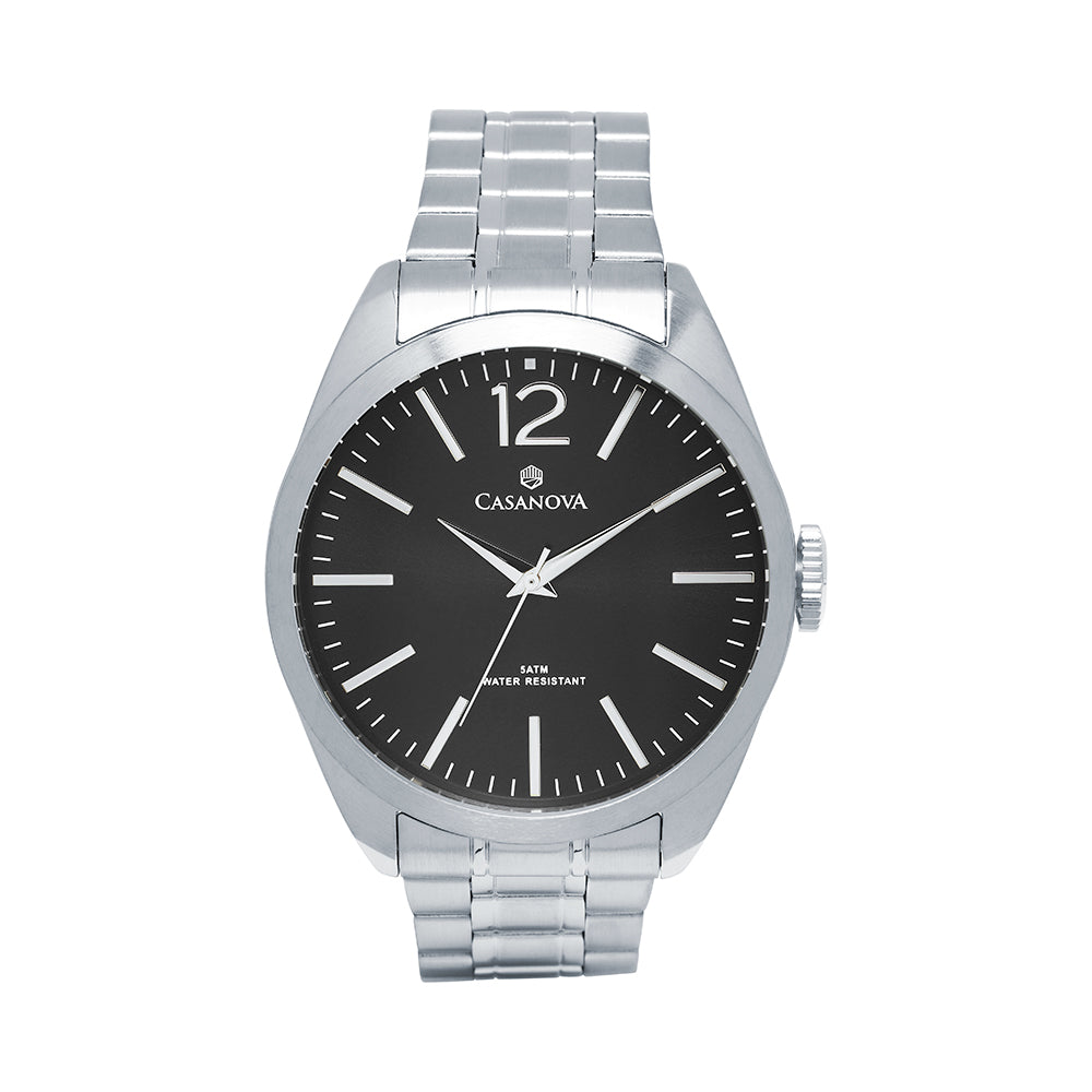 Reloj Casanova Classic con Esfera Negra y Correa de Acero