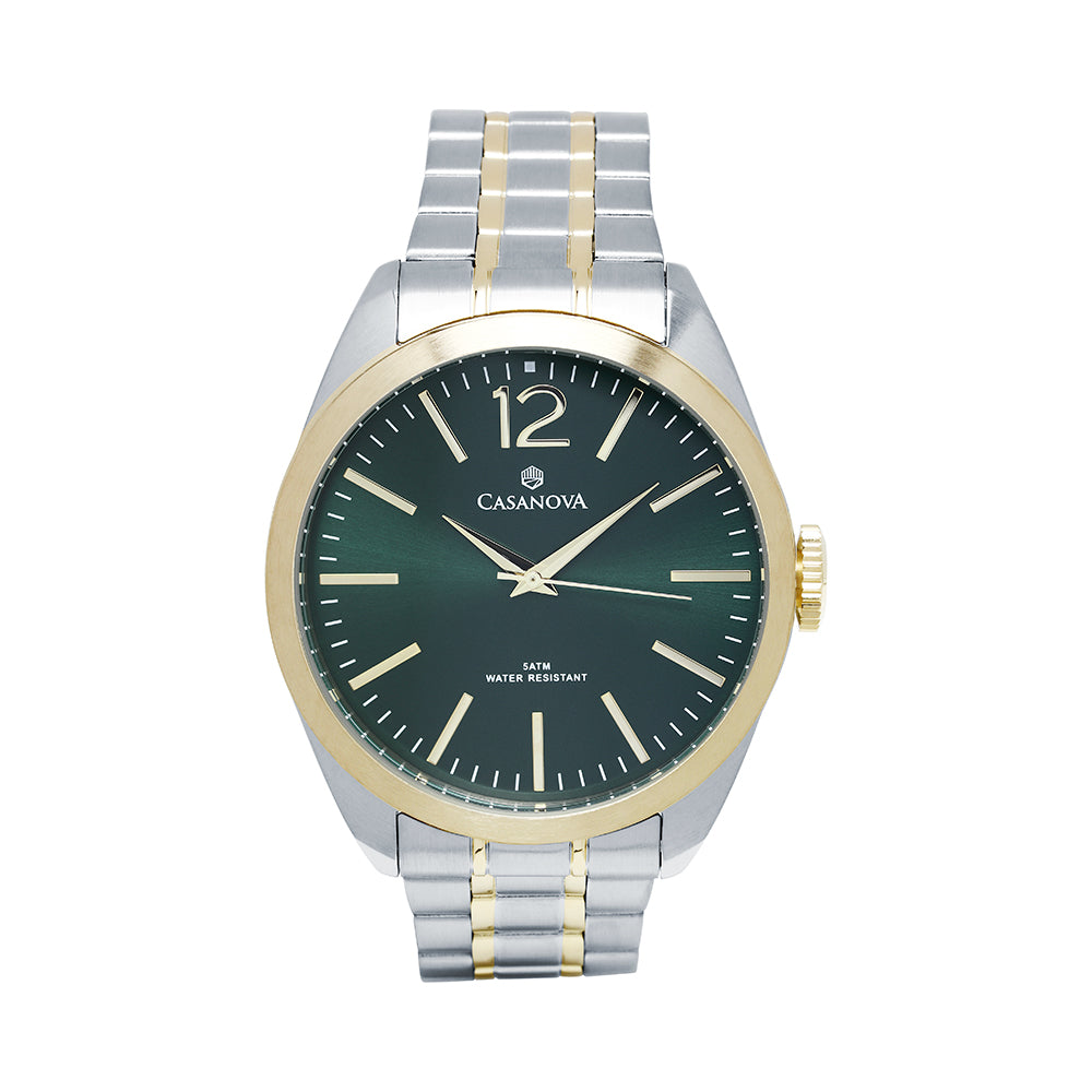 Reloj Casanova Classic Verde con Correa de Acero Bicolor