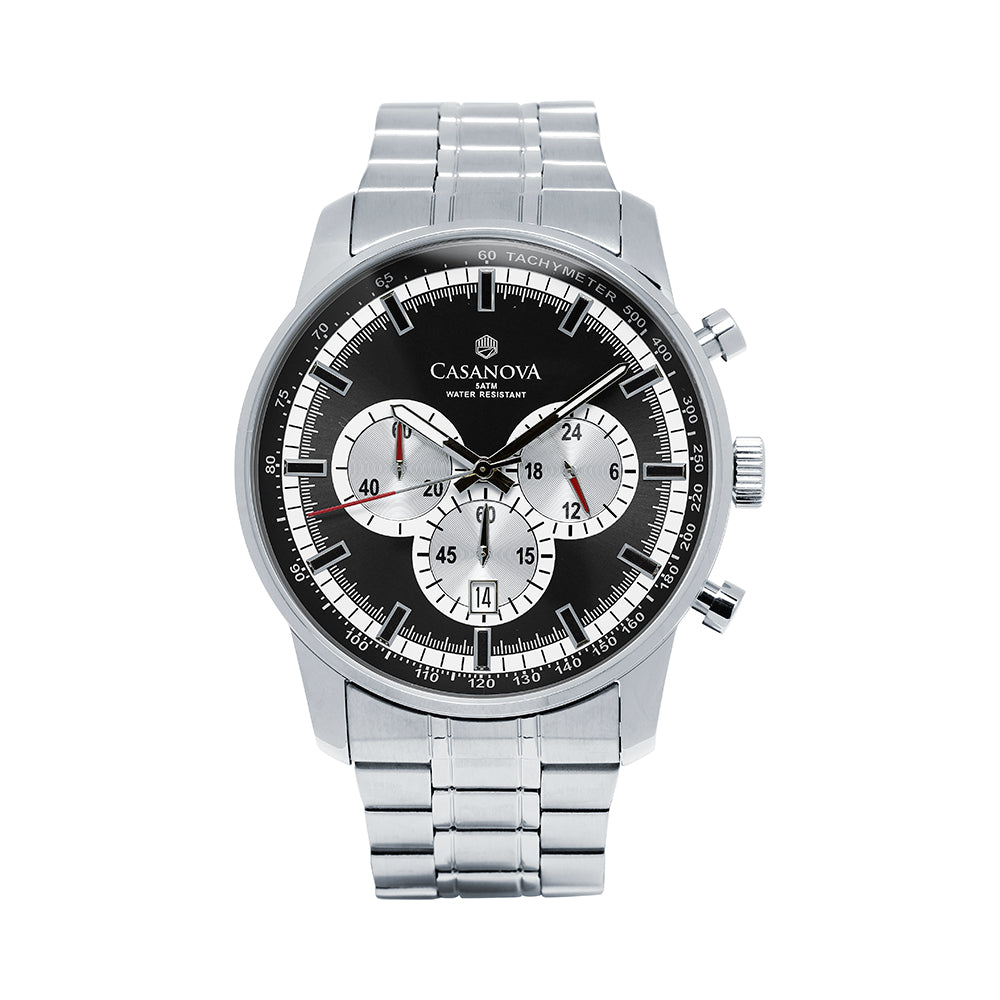 Reloj Casanova Chrono con Correa de Acero en Negro