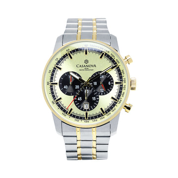 Reloj Hombre Casanova Chrono Racer – Gold Dial con Correa Bicolor