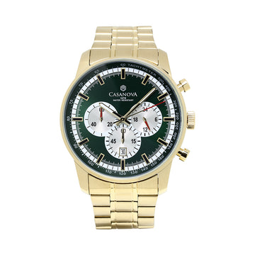 Reloj Hombre Casanova Chrono Racer – Gold Dark Green Dial