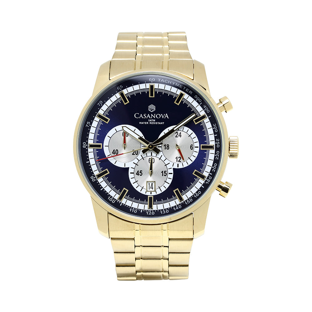 Reloj Hombre Casanova Chrono Azul con Correa de Acero