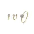 Conjunto Jimena Anillo y Pendientes Comunión en Oro Amarillo 9 Kilates