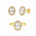 Conjunto Xena Anillo y Pendientes en Oro Amarillo 9 Kilates