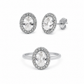 Conjunto Xena Anillo y Pendientes en Oro Blanco 9 Kilates