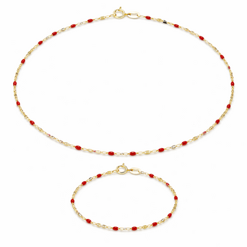 Conjunto Coraima Cadena y Pulsera en Oro Amarillo 9 Kilates