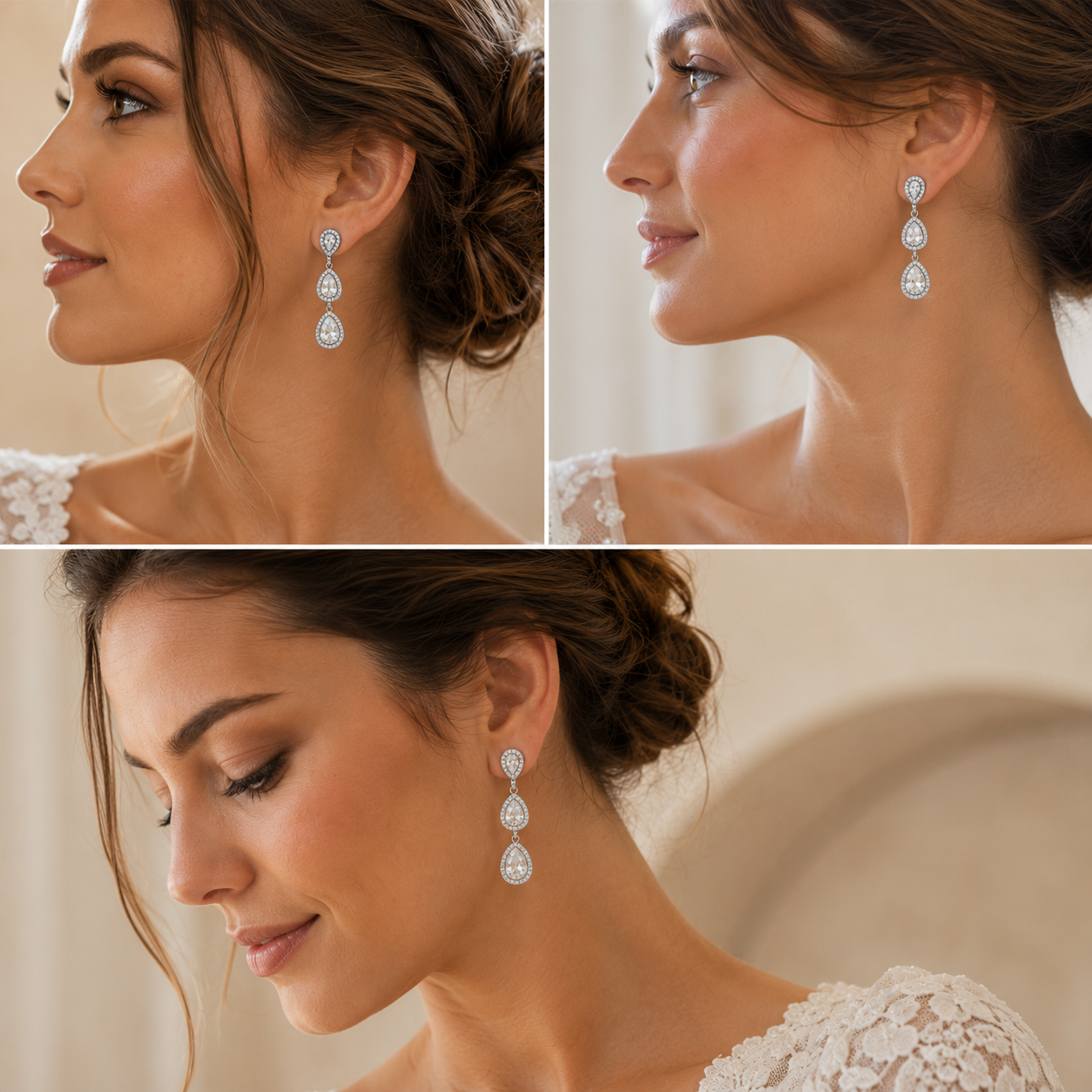 Pendientes de Oro Blanco de 18 Quilates con Circonitas