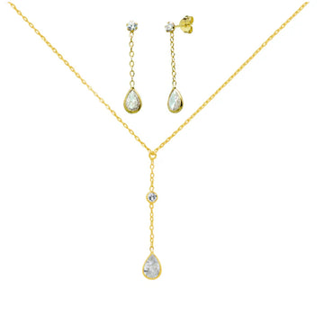 Conjunto Allegra Cadena con Colgante y Pendientes en Oro Amarillo de 9 Kilates